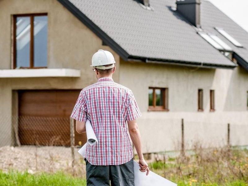 General contractor reviewing plans